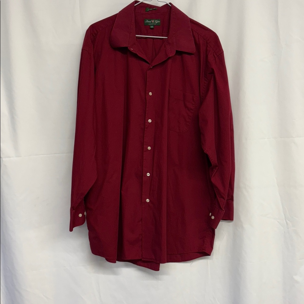 David Taylor Classic Maroon  Button-Up Shirt - 17-17 1/2 XL